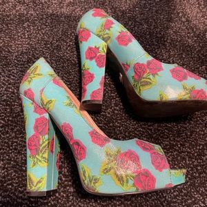 Betsey Johnson floral spring heels